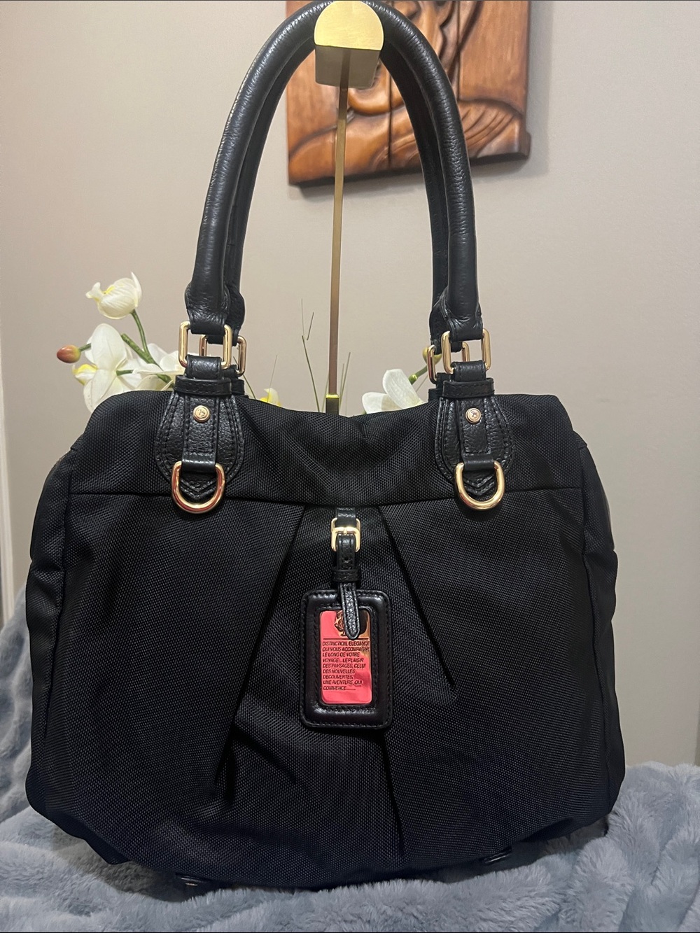 JPK Paris Black Shoulder Bag with Gold-Tone Accents Retail $165 GUC